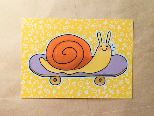 Radical Skateboarding Snail Postcard 4 x 6 Print