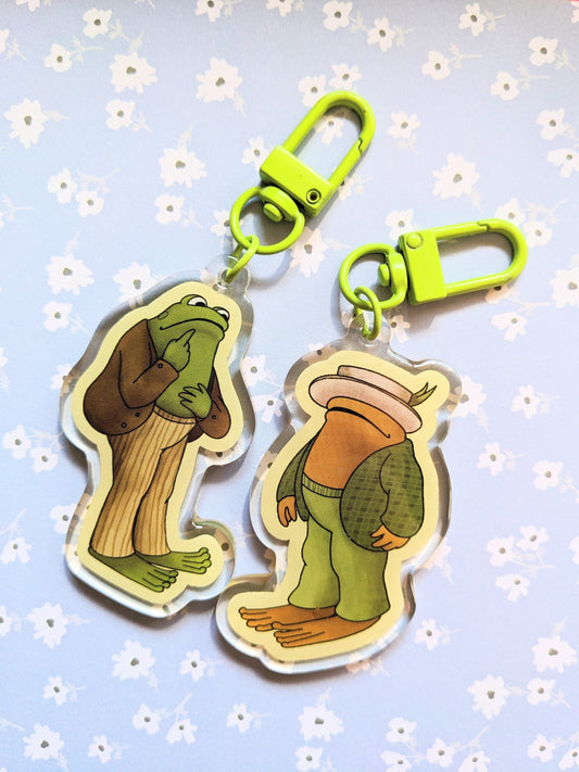 Frog and Toad Matching Keychains Acrylic Charms | Cute novelty gift silly goofy funny cottagecore books