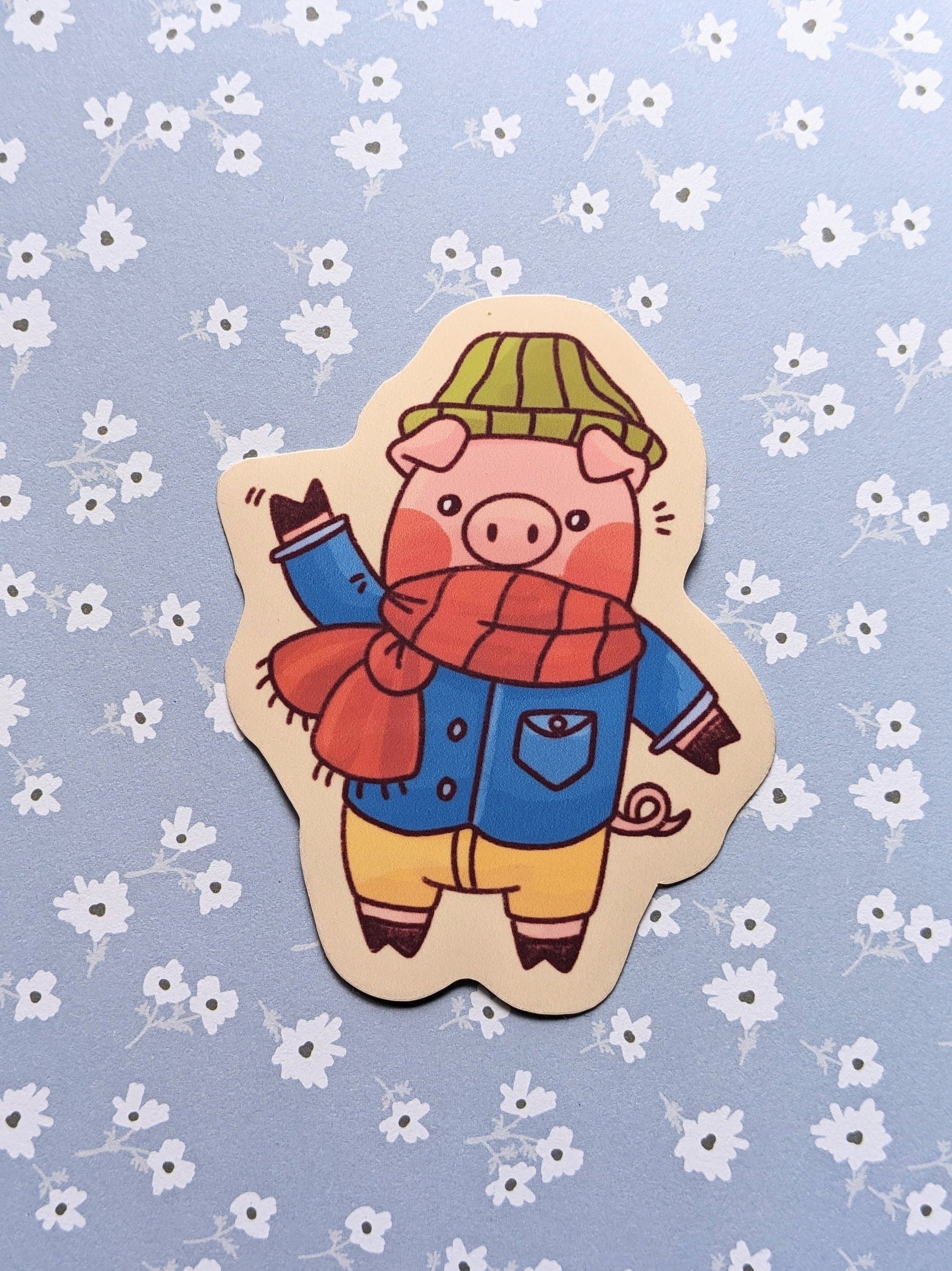 Cozy Pig Sticker OR Magnet | Die Cut | Waterproof Vinyl