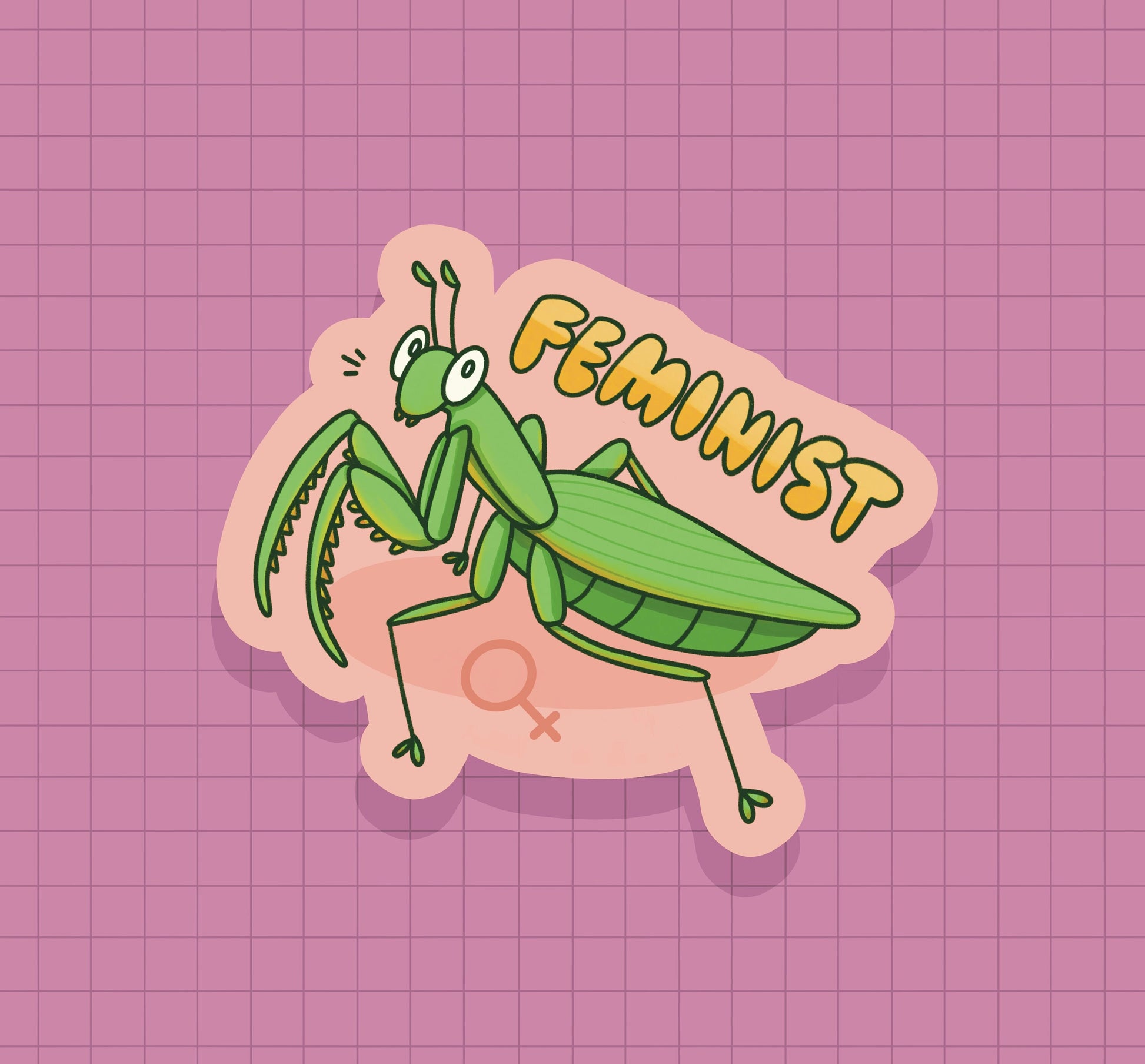 Feminist Praying Mantis Sticker OR Magnet | Die Cut | Waterproof Vinyl