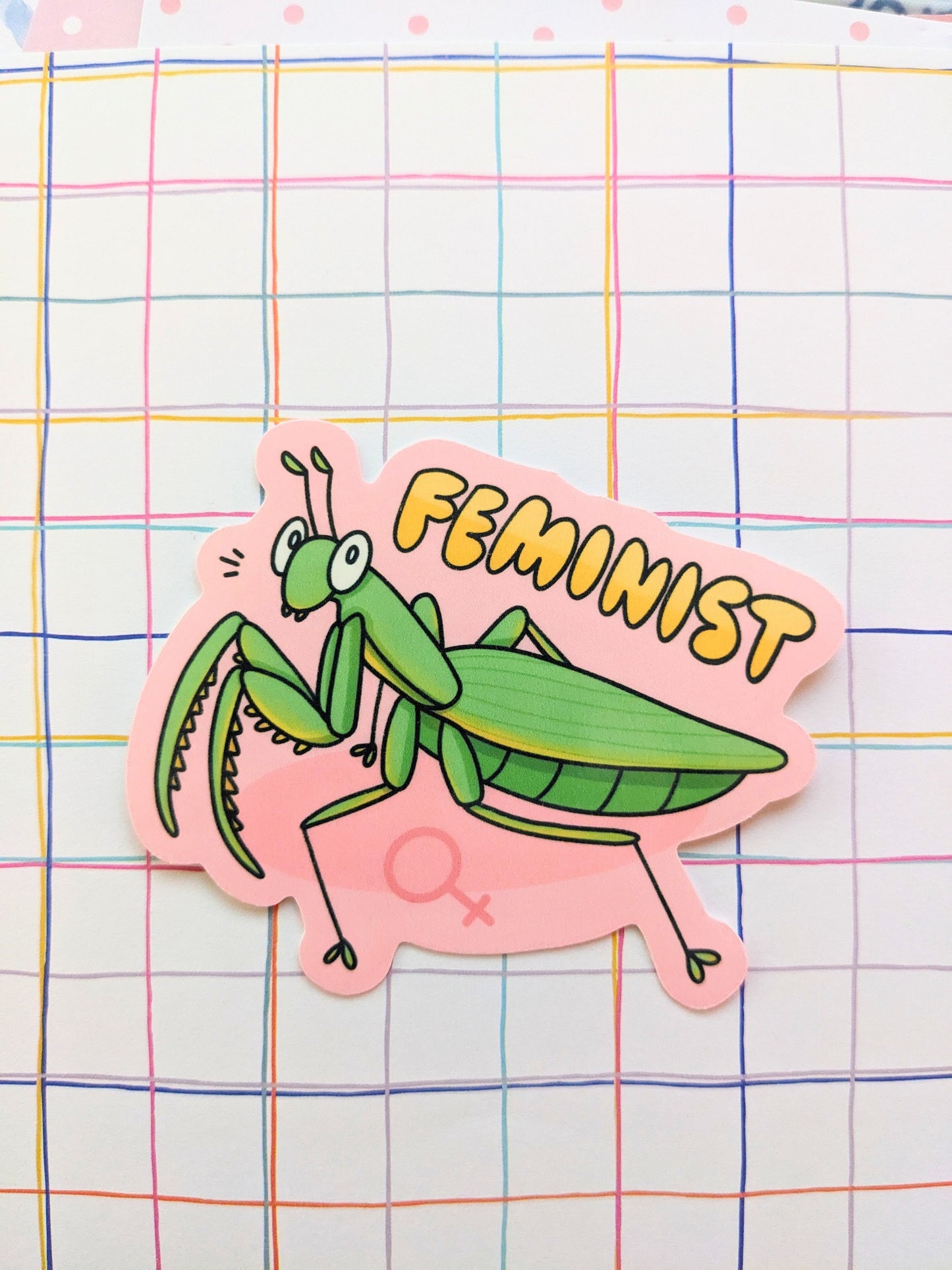 Feminist Praying Mantis Sticker OR Magnet | Die Cut | Waterproof Vinyl