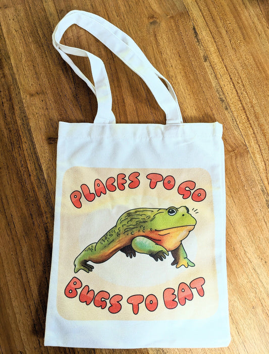 Places to Go, Bugs to Eat Frog Tote Bag