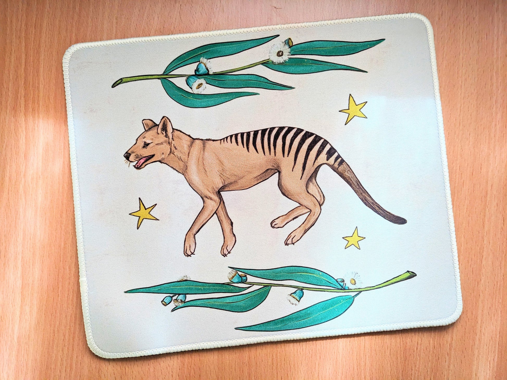 Thylacine Tasmanian Tiger Mousepad 11.5" x 9.6" | Non slip rubber base