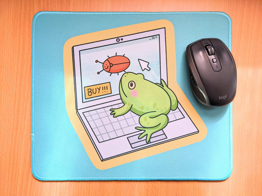 Online Shopping Frog Mousepad 11.5" x 9.6" | Non slip rubber base