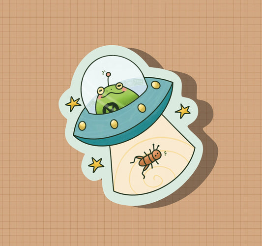 Froggy UFO Sticker OR Magnet | Die Cut | Waterproof Vinyl