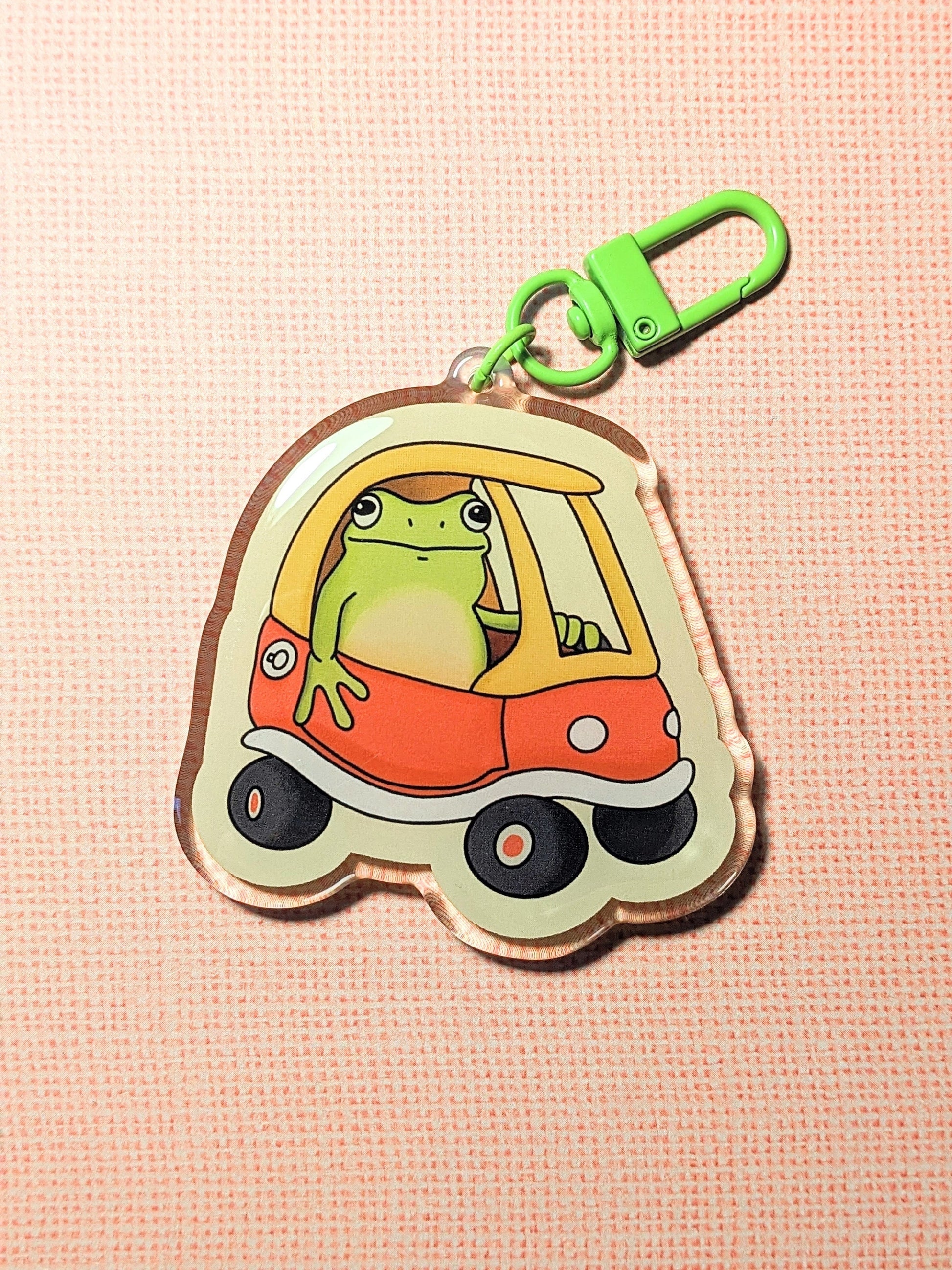 Frog Car Keychain Acrylic Charm