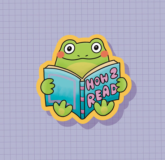 How 2 Read Frog Sticker OR Magnet | Die Cut | Waterproof Vinyl