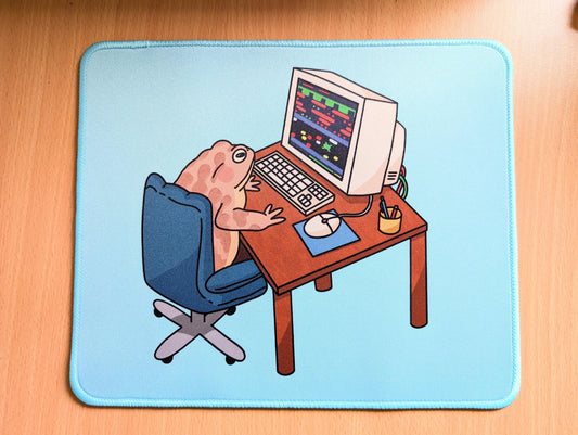 Toad at a Computer Frog Mousepad 11.5" x 9.6" | Non slip rubber base