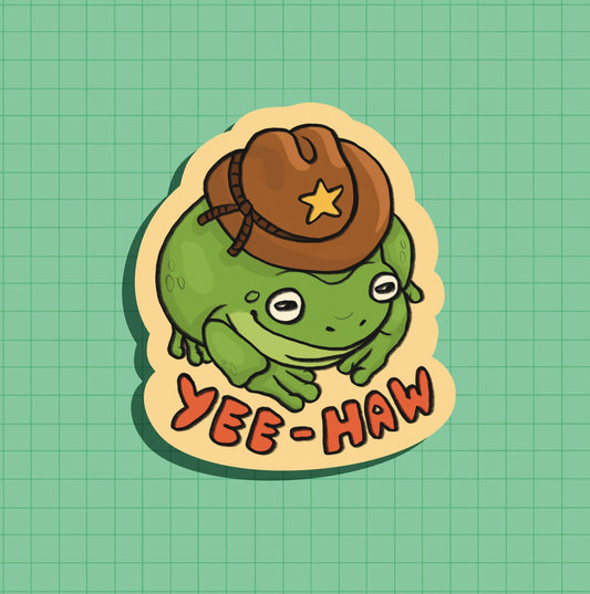 Yee Haw Frog Sticker OR Magnet | Die Cut | Waterproof Vinyl