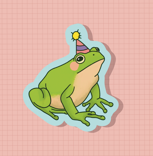 Party Frog Sticker OR Magnet | Die Cut | Waterproof Vinyl