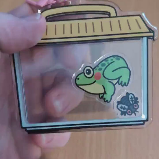 Frog and Fly Carrier Shaker Keychain Acrylic Charm